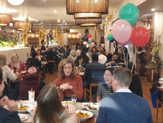 People have dinner in a busy Thai Pothong restaurant on Kind Street in Newtown. 17th July, 2020. Picture by Damian Shaw