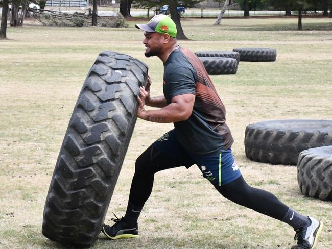 EMBARGOED FOR SUNDAY TELE  OCT 6Canberra Raiders go hard at their pre-season training camp. Story Michael Carayannis.Supplied 30/09/19