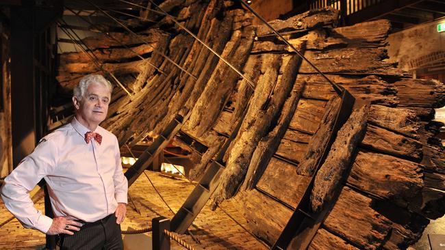 Dr Ian MacLeod, executive director of WA Museum Fremantle and Maritime Heritage, with the Batavia at the Shipwreck Gallery.