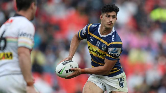 Parramatta's Dylan Brown during the Penrith Panthers v Parramatta NRL match at Panthers Stadium. Picture: Brett Costello