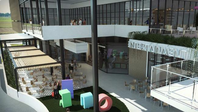 Proposed designs for a refurbished entertainment and leisure precinct at the Strathpine Centre. Images: Thomson Adsett.