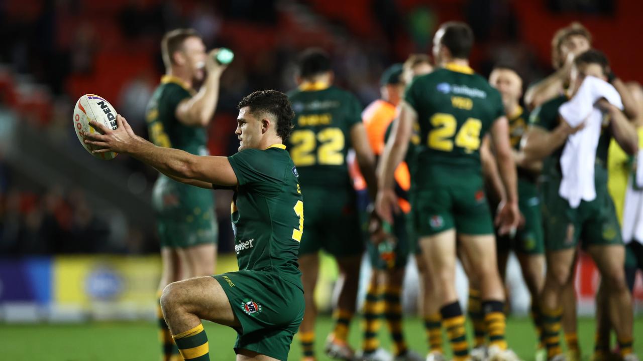 Cleary lines up a shot at goal in an impressive individual performance. Picture: Getty