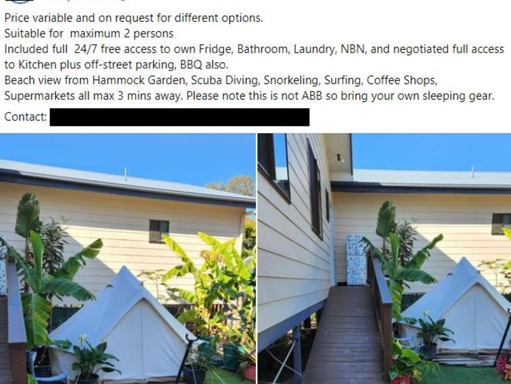 The rental was advertised on a local buy, swap, sell group. Picture: Gladstone Classified Buy, Swap, Sell/Facebook