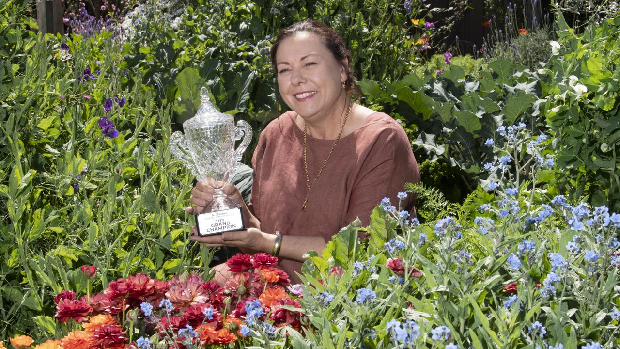 Leisa Rossignol in her Chronicle Garden Competition winning garden. Picture: Nev Madsen.