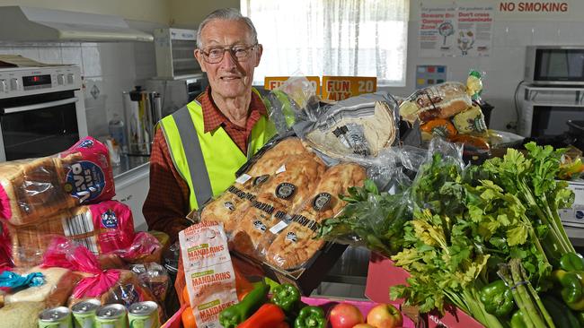 Jim Miles, 94, volunteers every Thursday afternoon for OzHarvest, picking up food from Aldi in Victor Harbor and delivering it to the Salvation Army. Picture: Tom Huntley