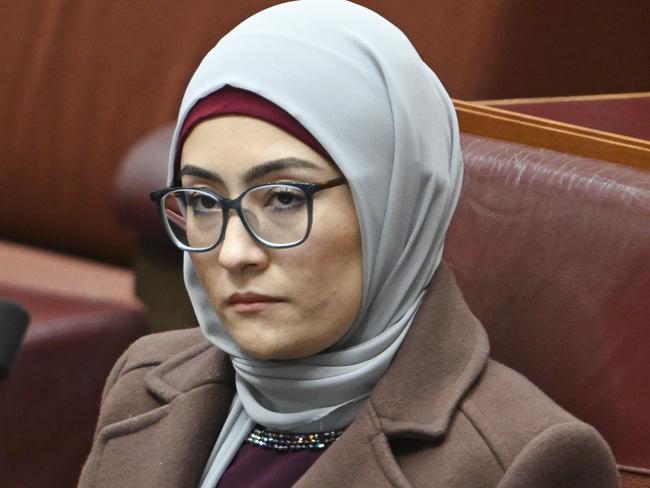 CANBERRA, Australia - NewsWire Photos - July 1, 2024: Senator Fatima Payman during Question Time in the Senate at Parliament House in Canberra. Picture: NewsWire / Martin Ollman