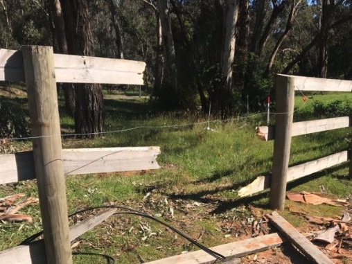 A smashed fence in Nillumbik.