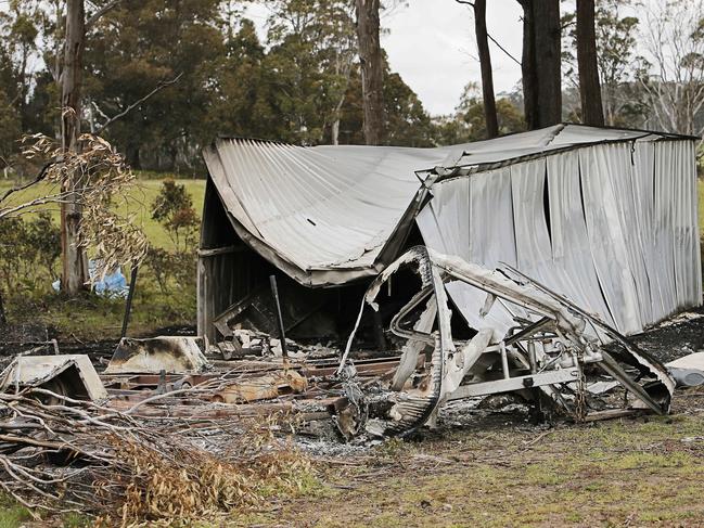 Caravan fire at Tunnack. Picture: MATHEW FARRELL