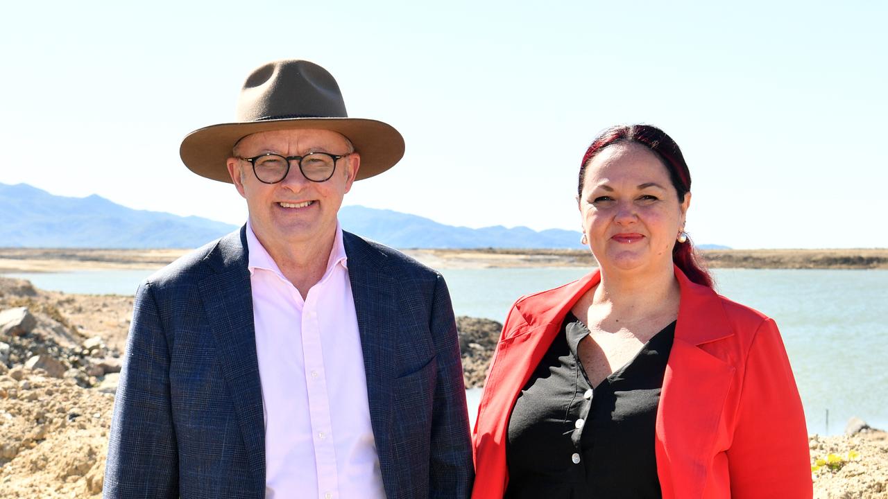 Prime Minister Anthony Albanese with Labor candidate for Herbert Edwina Andrew at Townsville Port. Picture: Evan Morgan