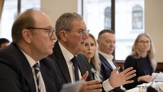 The Australian Securities &amp; Investments Commission’s Tim Mullaly, Joe Longo, Simone Constant, Alan Kirkland and Kate O’Rouke at a Parliamentary hearing. Picture: Jane Dempster/The Australian.