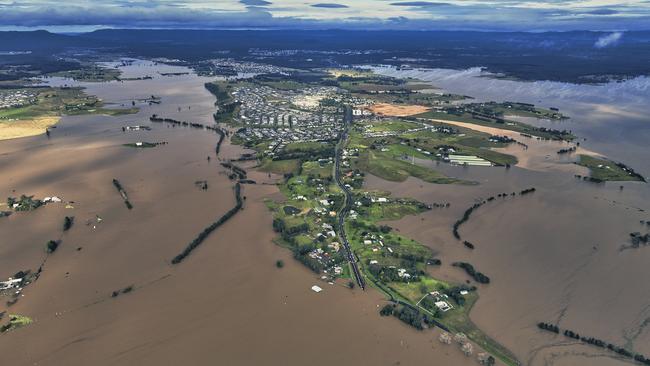 An aerial shot of Maitland on Friday shows the scale of the devastation. Picture: Eugene Koen Photography