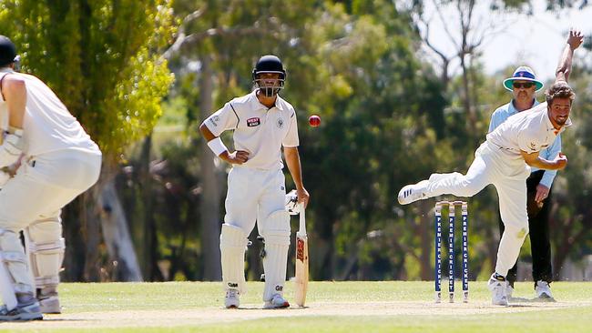 Kensington’s Cameron Fatchen in action against Adelaide University. Picture: Emma Brasier