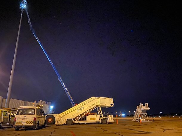 A crack team of twitchers, airport staff and government agents have taken down a rogue myna bird that infiltrated Darwin Airport in a high stakes, two day operation under the cover of darkness. Picture: Supplied