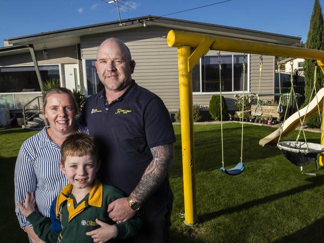 Amanda, Harry 7 and Scott Jones of Risdon Vale. Picture: Chris Kidd