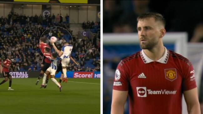 Sheepish Luke Shaw concedes 99th minute penalty against Brighton