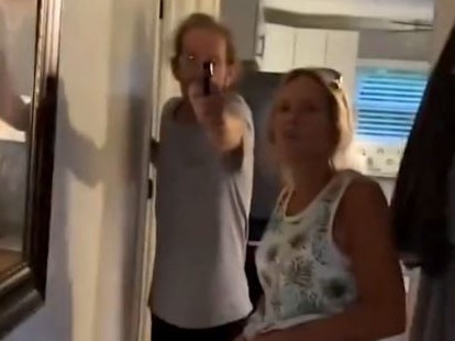 Jeffrey 'Scott' West, 68, shoots his partner's taunting son, Kyle Spitze, 24, in front of her at a home in Friendsville, Tennessee. Picture: Supplied
