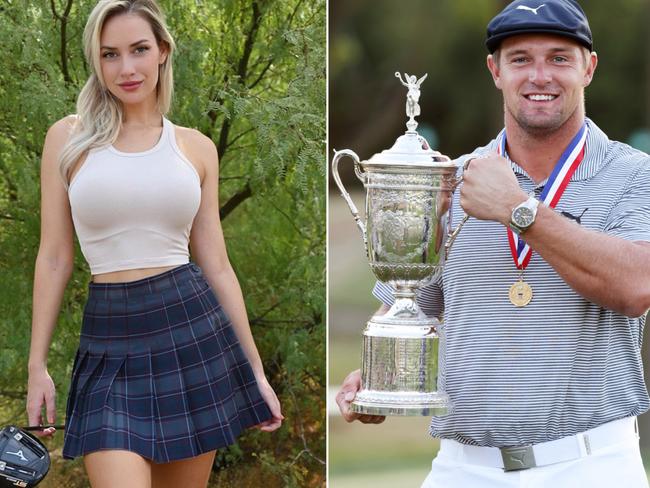 Paige Spiranac and Bryson DeChambeau.