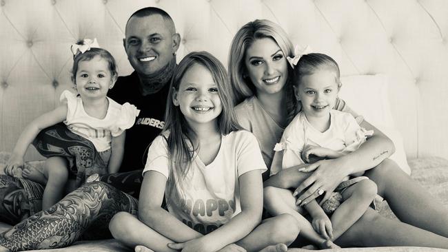 Shane and Alexandra Ross and their three girls Aria, Acacia and Avarie. Picture: Supplied.