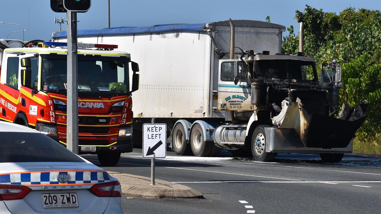 A Queensland Fire and Emergency Services spokesman said crews found the fire “well involved on arrival” but managed to extinguish it by 12.50pm. Picture: Lillian Watkins