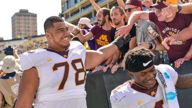 Faalele is officially an NFL player. (Photo by Dustin Bradford/Getty Images)