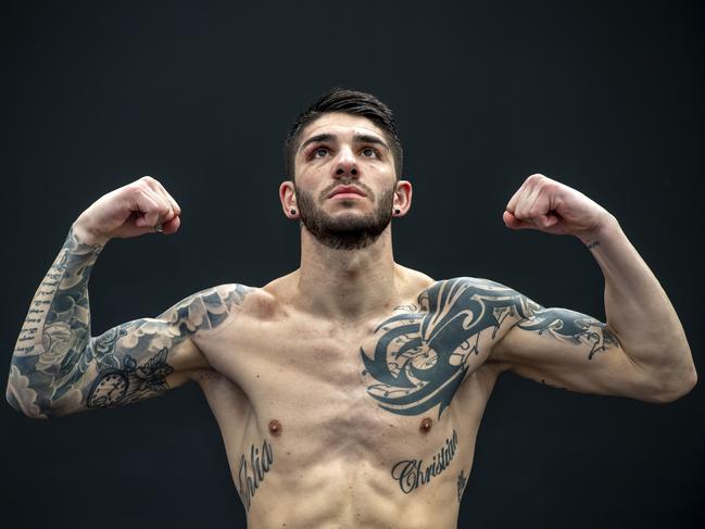 Craigieburn boxer Michael Zerafa at his gym in Craigieburn, Tuesday, Sept. 3, 2019. He beat Jeff Horn to claim the WBA Oceania Middleweight title in Bendigo on Saturday night. Picture: Andy Brownbill