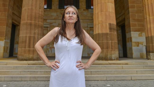 Jenny Hallam outside the Adelaide Magistrates Court. Picture: AAP / Brenton Edwards