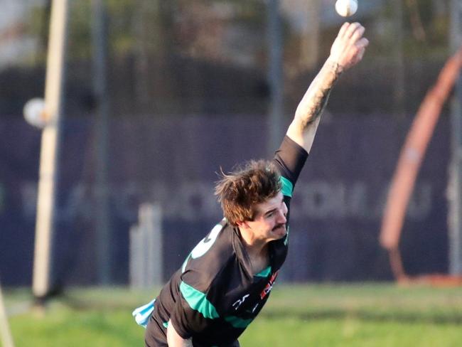 Clinton Hinchliffe, bowling for the Melbourne Stars Academy, took the second highest number of wickets during the regular season. Picture: NT Cricket.