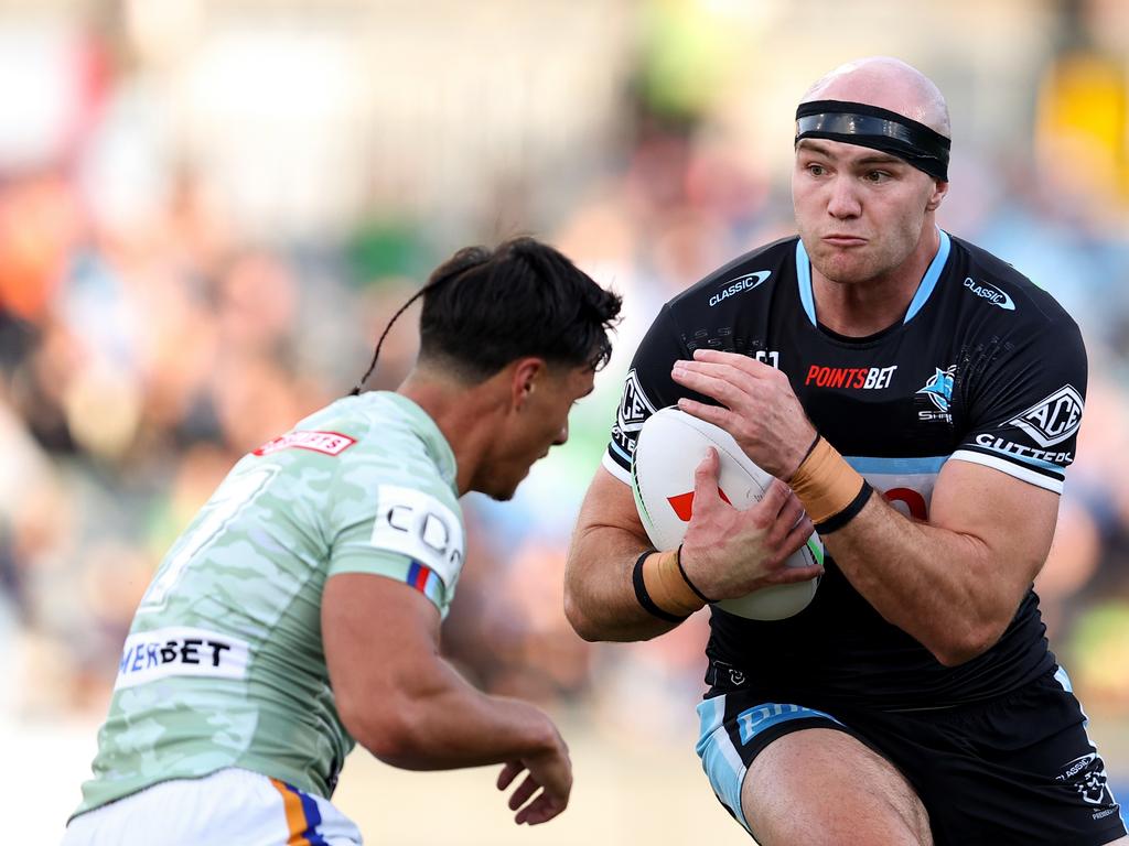 The Sharks have locked down Thomas Hazelton for another 12-months, as the front rower enjoys a breakout season. Picture: Getty Images