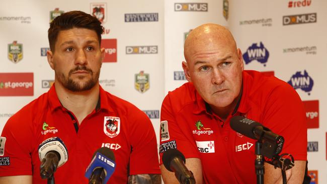 Dragons captain Gareth Widdop and coach Paul McGregor made a tough decision on Dugan. Picture: John Appleyard