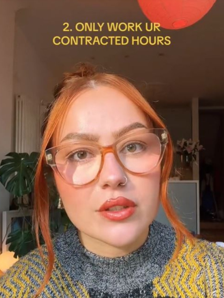 A key tip is for employees to only work their contracted hours and turn down overtime. Picture: TikTok.