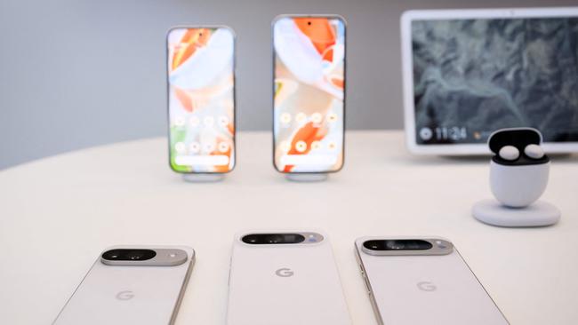 The New Pixel 9, 9 Pro and 9 Pro XL phones are displayed during the Made By Google at Google's Bay View campus in Mountain View, California. Picture: Josh Edelson/AFP