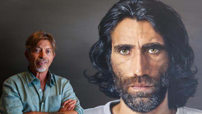 Six time Archibald Prize Finalist Angus McDonald eon the 2020 Archibald Prize ANZ People’s Choice award for his portrait of Behrouz Boochani. Picture: NCA NewsWire / Gaye Gerard