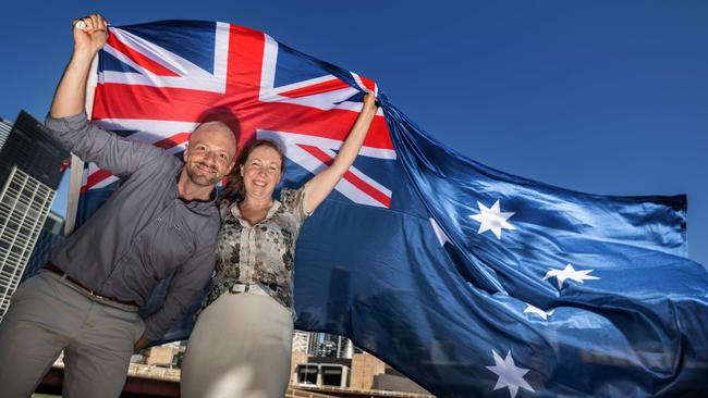 Colin Morrow and Clare Bridgeman, both from Ireland, will get their citizenship on Australia Day this year. Picture: Tony Gough.