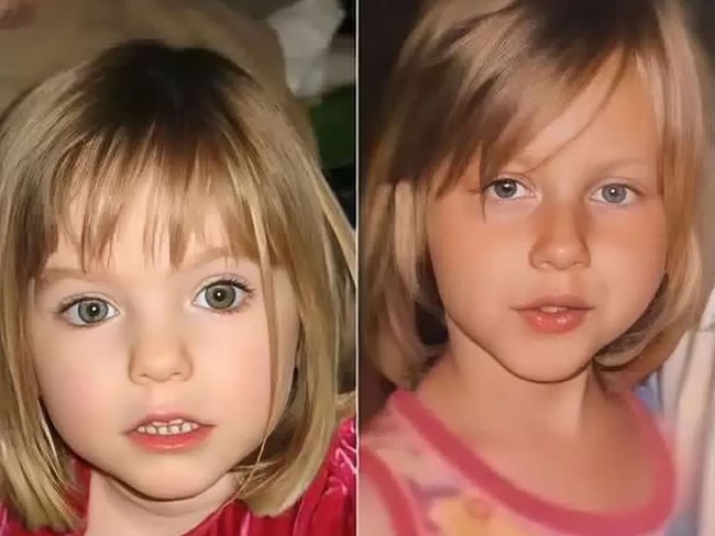 The real Madeleine McCann (left) and the young woman who claims to be her, as a child.