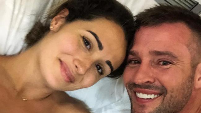 Kris Smith and Sarah Boulazeris after the birth of their first baby. Picture: Instagram