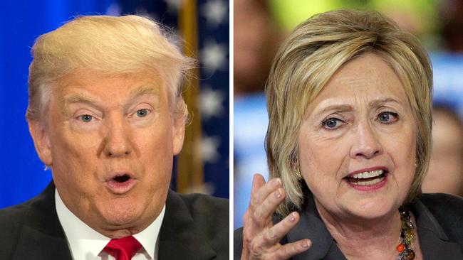 Weeks before the 2016 election, The New York Times’ calculator gave Hillary Clinton a 91pc chance of winning over Trump. Pictures: AP