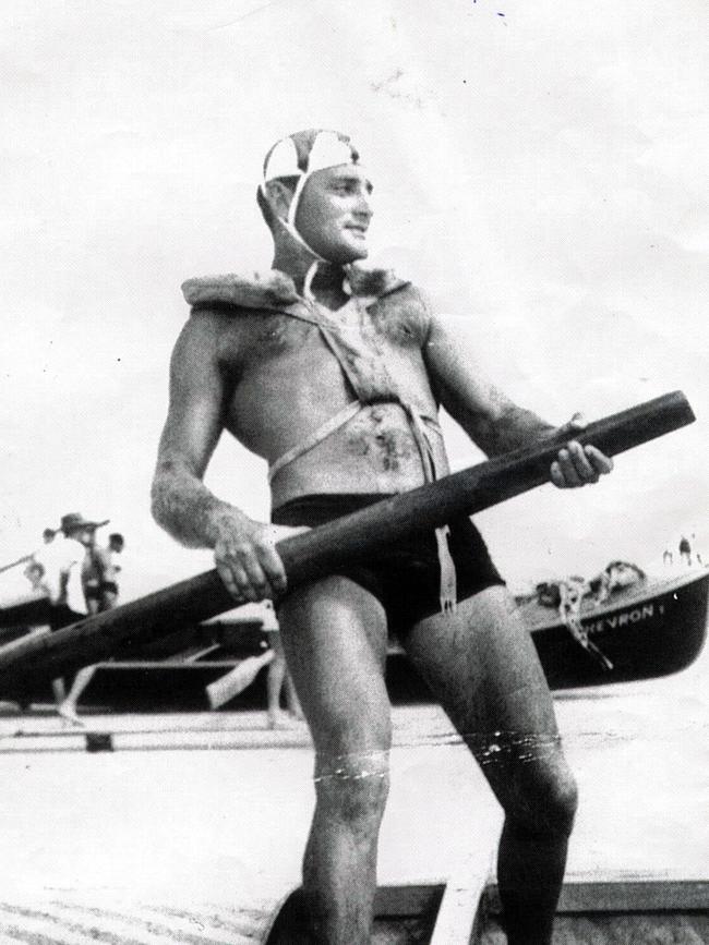 Early photo of Max Christmas as a surf boat sweep.