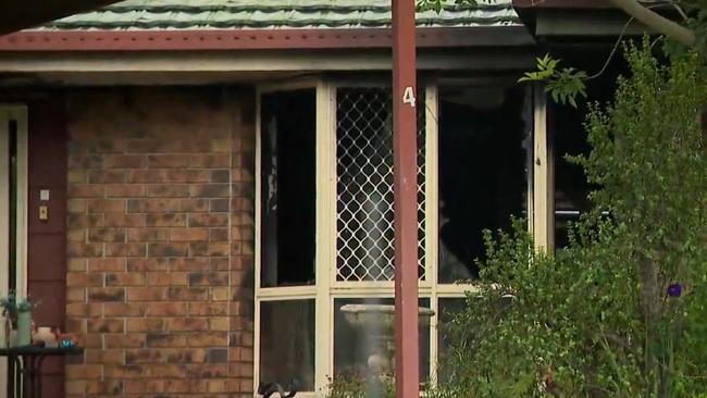 The roof of the house has caved in and the inside of the property. Picture: 9 News