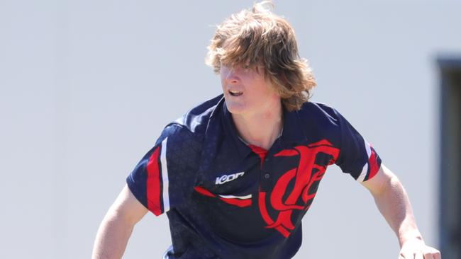 Riley Illingworth, bowling against Newcomb earlier this season, is moving to Tasmania in January. Picture: Mark Wilson