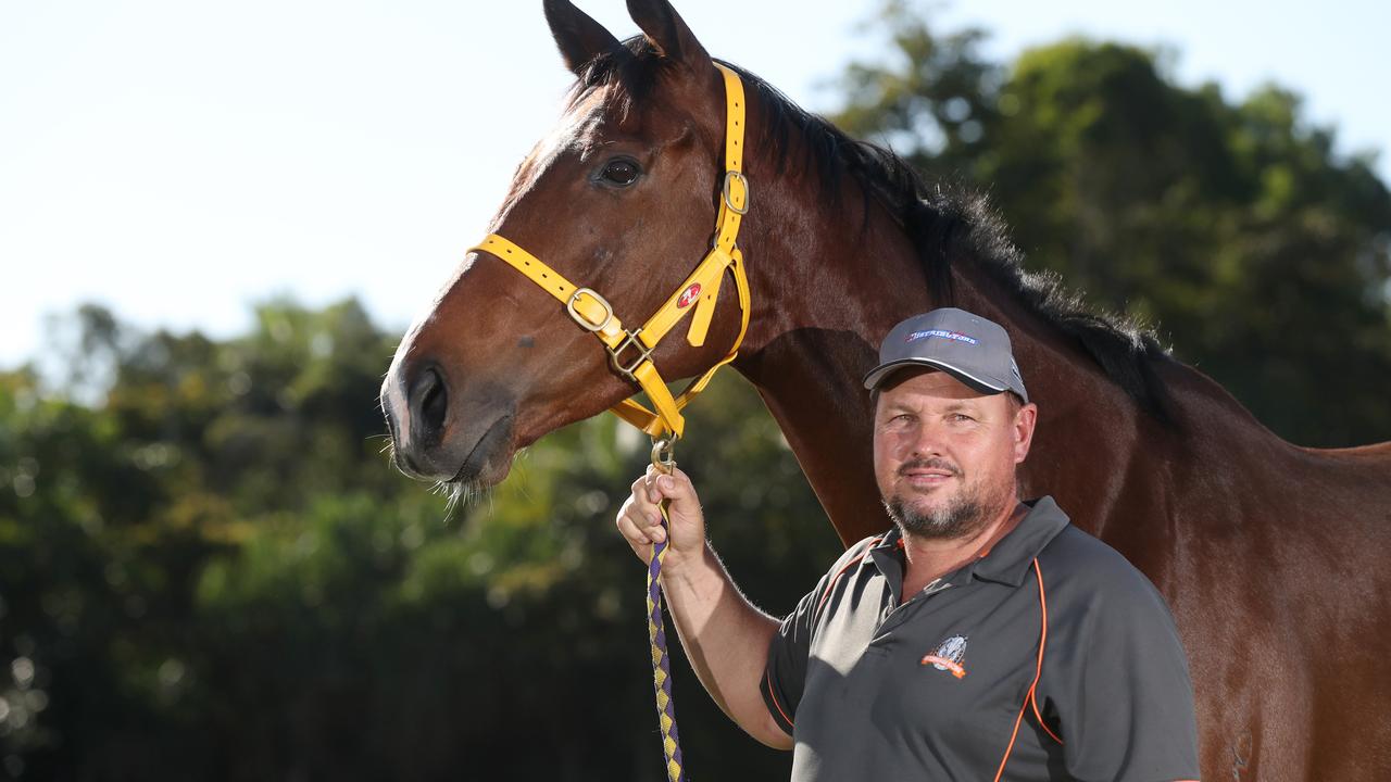 Cairns trainer Stephen Massingham with Follow Suit. PICTURE: STEWART McLEAN