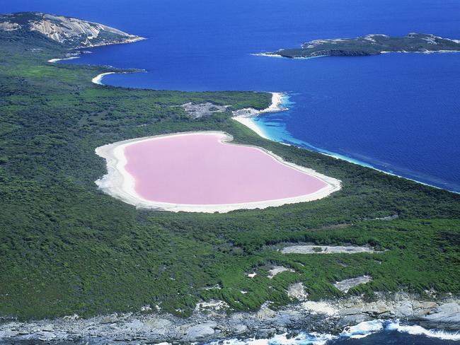 Lake Hillier really stands out. Getty Images