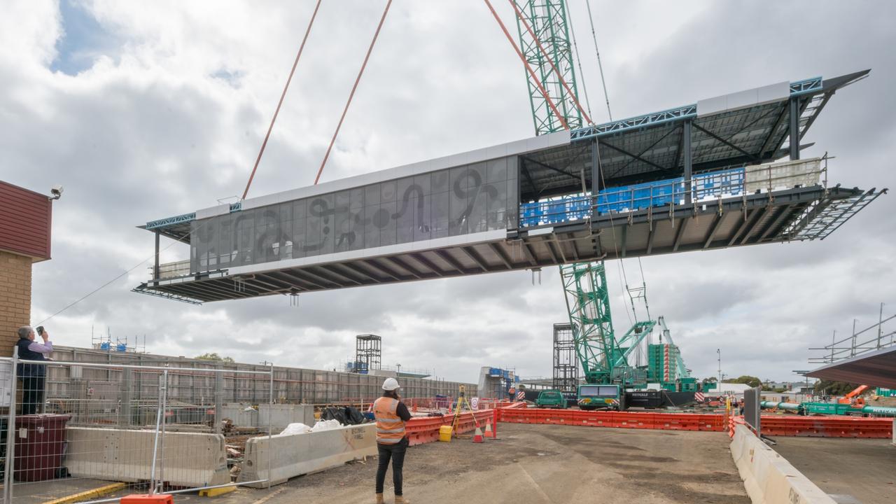 South Geelong station pedestrian overpass going in. Picture: supplied/Christian Pearson