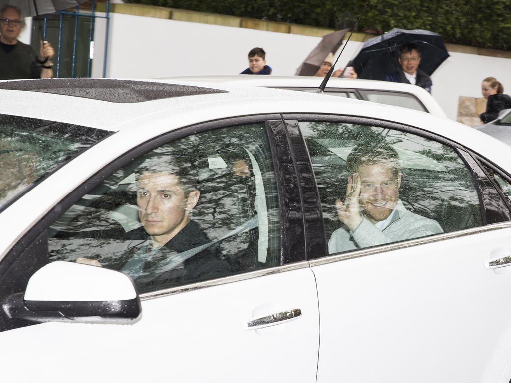 Prince Harry and Meghan Markle arrive at Admiralty House in Kirribilli, Sydney. Picture: Dylan Robinson