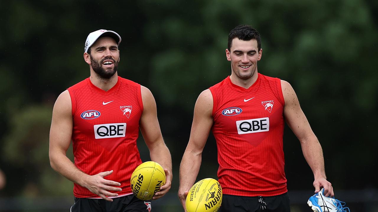 Paddy and Tom McCartin at Sydney training. Picture: Phil Hillyard