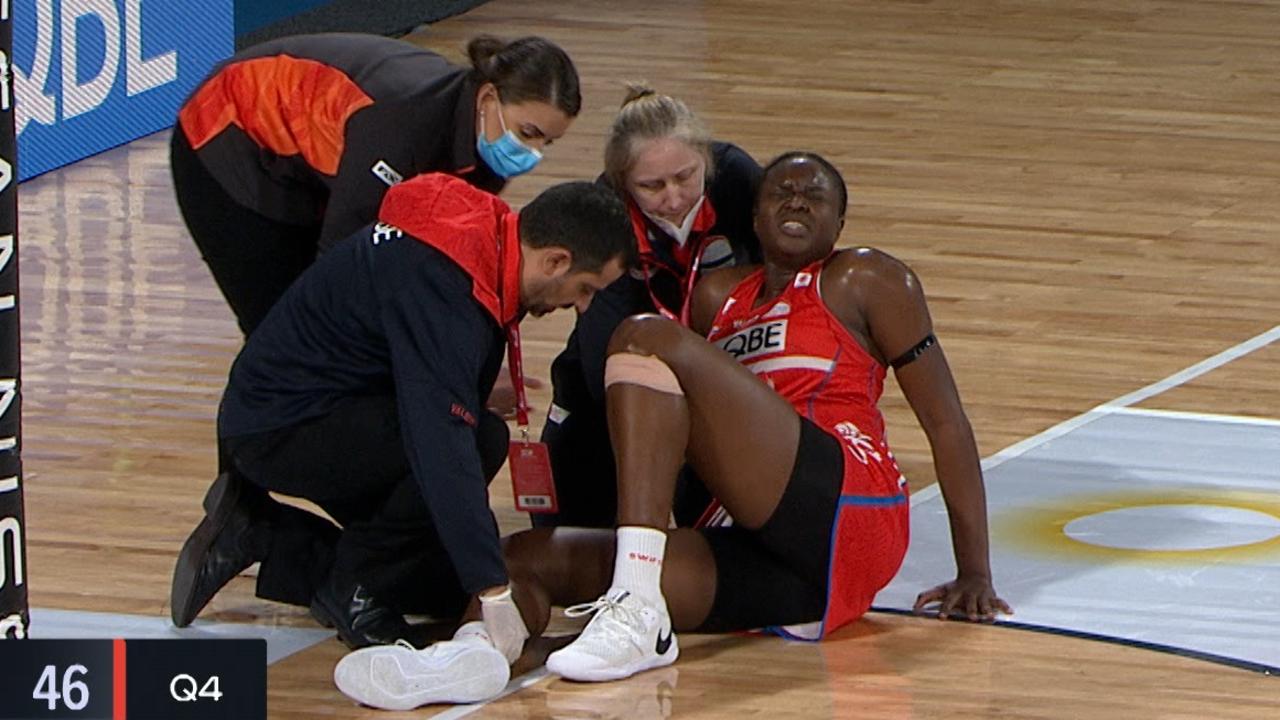 Sam Wallace was left in agony on the court.