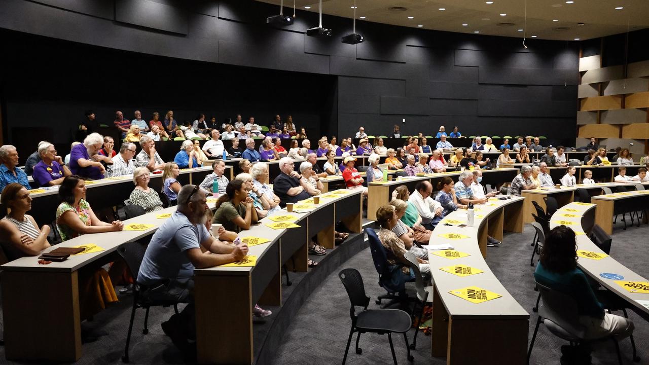 Cairns residents attended the Cairns and Far North Environment Centre Mayoral Candidates Forum, held at the Cairns Institute on Thursday evening at James Cook University's Smithfield campus. Image: Brendan Radke