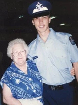 Peter Dutton as a police officer with his grandmother.