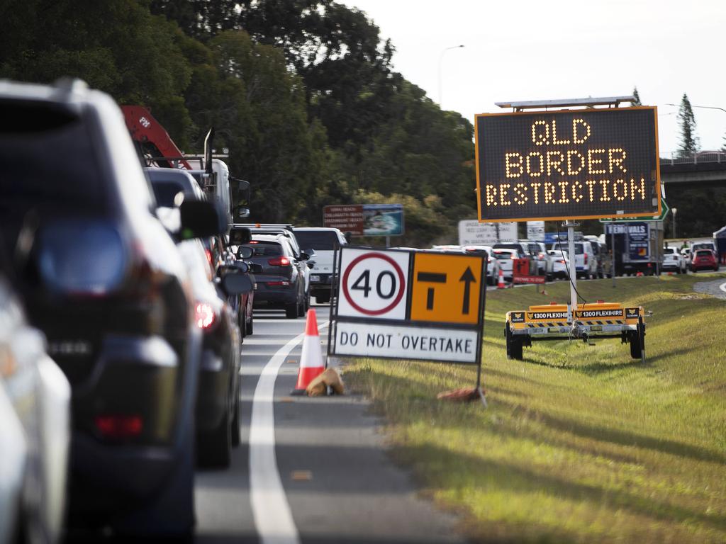 Traffic on the Gold Coast Highway at the police checkpoint in Coolangatta