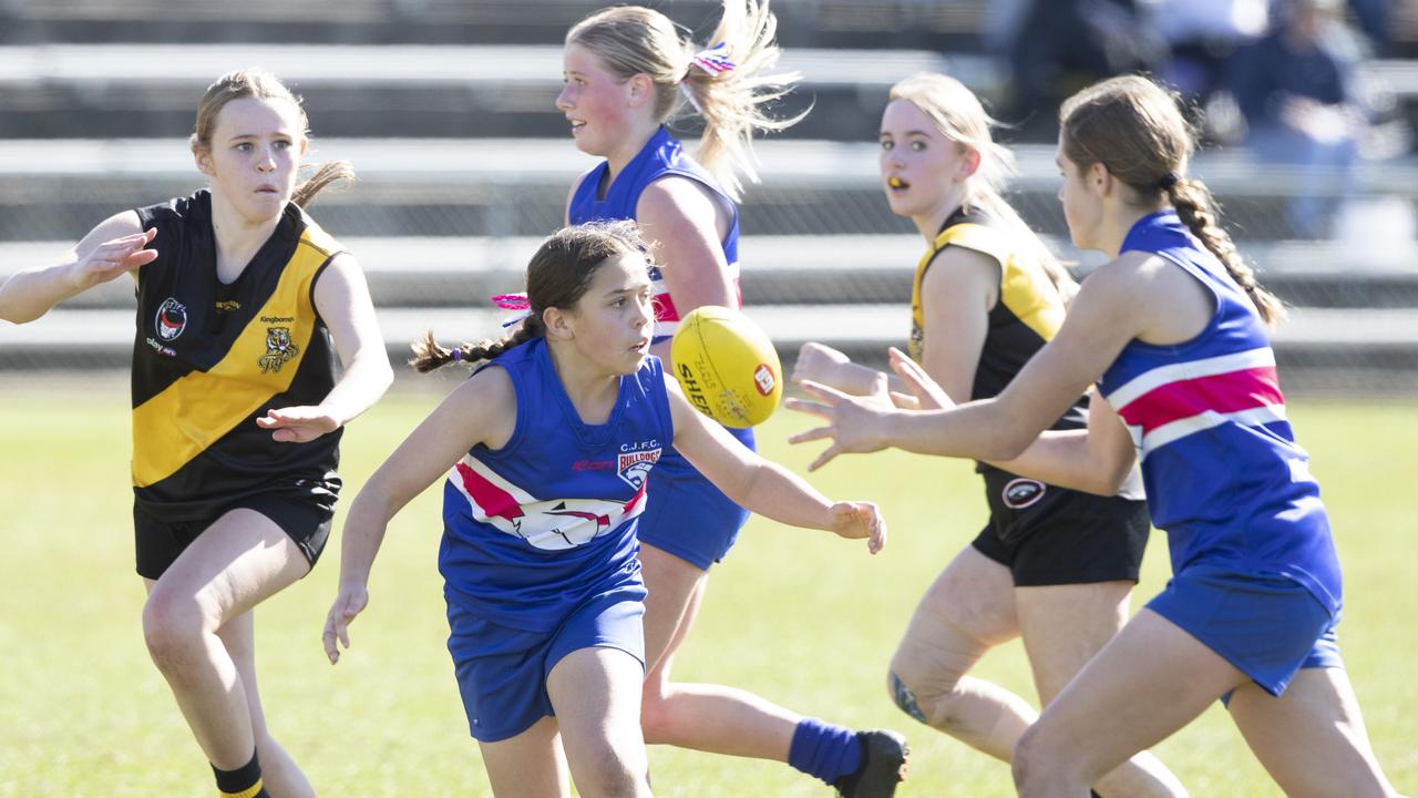 STJFL U14 A1, Claremont Aliera Denholm during the game against Kingborough at North Hobart. Picture: Chris Kidd