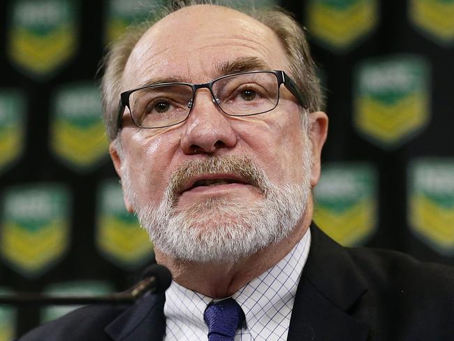 SYDNEY, AUSTRALIA - MARCH 18: ARU Chairman John Grant speaks to the media during a NRL press conference at NRL Headquarters on March 18, 2016 in Sydney, Australia. (Photo by Mark Metcalfe/Getty Images)